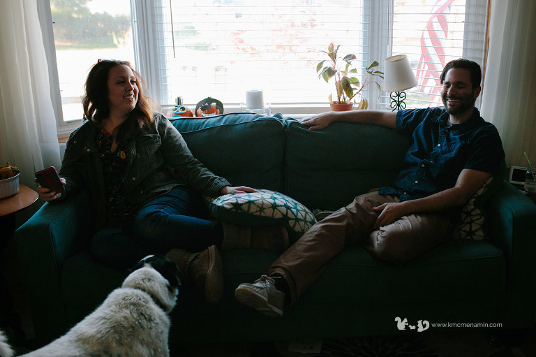 husband and wife at home family session