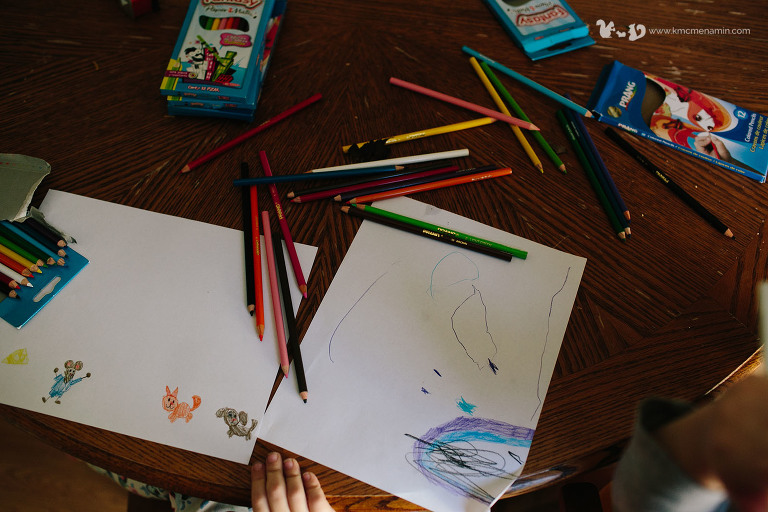 in home documentary session colored pencils