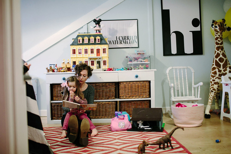 mom and daughter reading