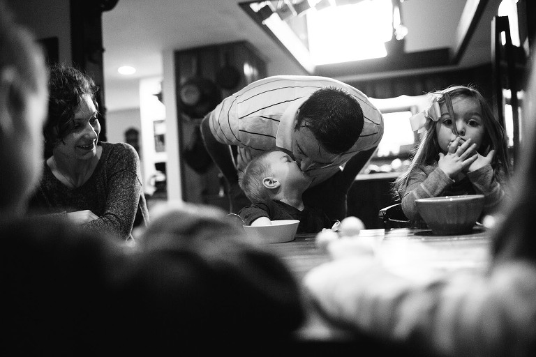 family at breakfast table