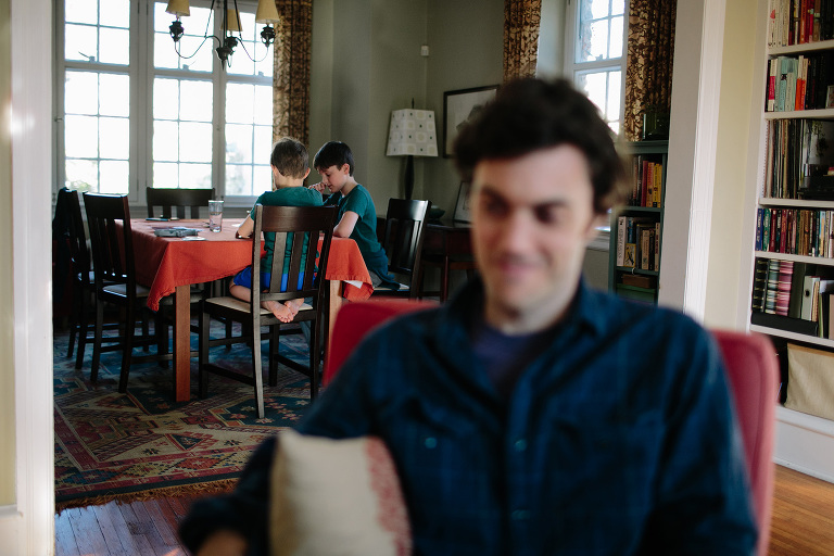 boys playing game in home session