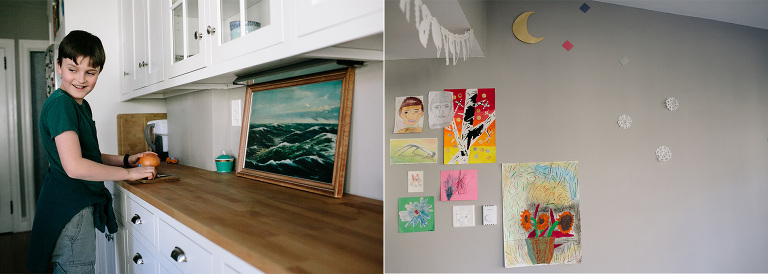 artwork and food prep in home session