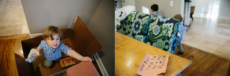 little boys treasure hunt in home