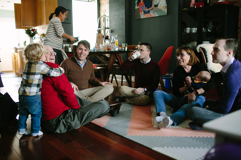 extended family playing on the floor