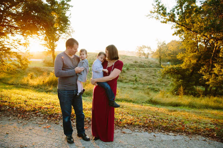 Photograph of family at sunrise in valley forge park