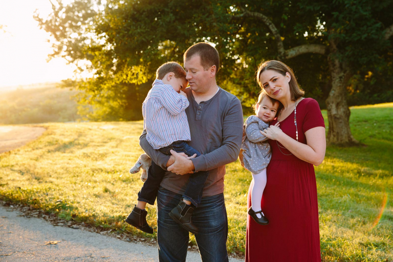 Valley Forge photograph of mom and dad snuggling with kids