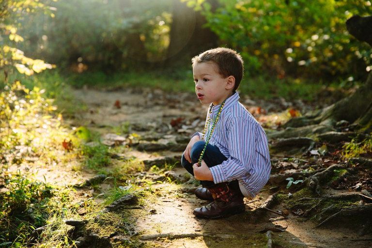 Photograph of little boy - rim lit in Valley Forge