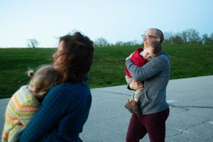 Valley Forge at Sunrise dad and mom cuddling kids