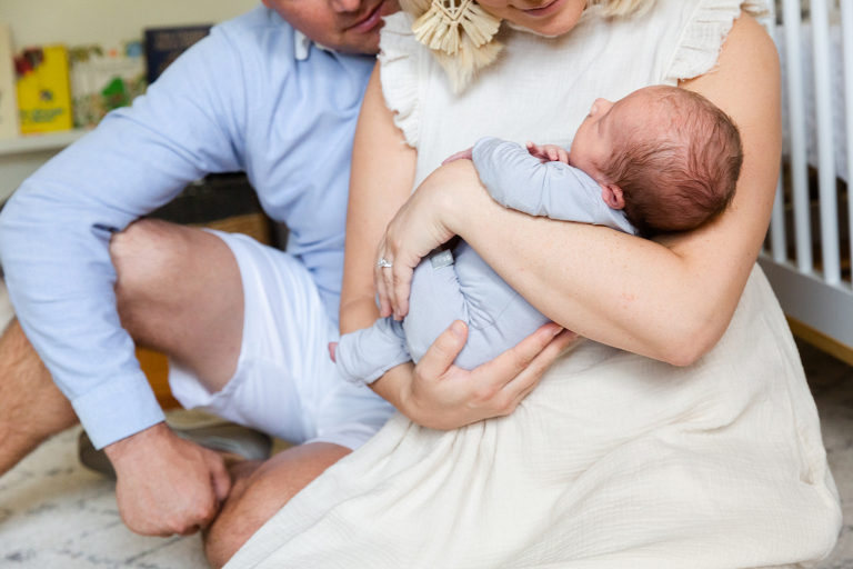 Classic in home Newborn Session newborn baby in mom's arms